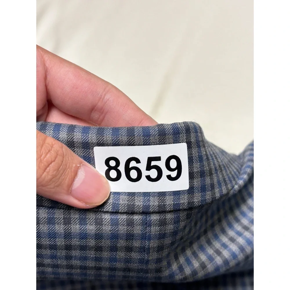 Peter Millar Mens 44S Wool Sport Coat Blazer Blue Grey Check Made in Canada